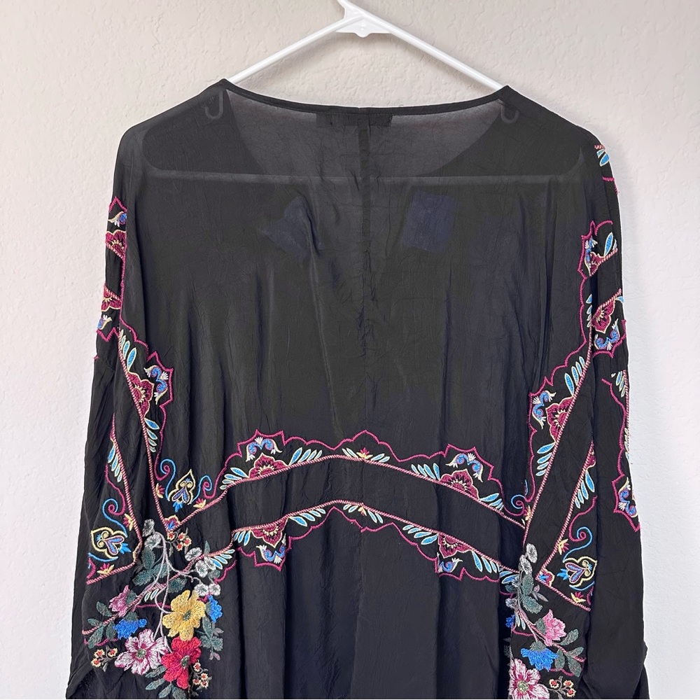 Johnny Was Oversized Multicolor Floral Embroidered Blouse S - Picture 8 of 11